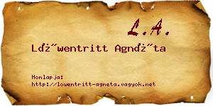 Löwentritt Agnéta névjegykártya
